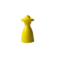 Holzpielfigur mit Hut gelb